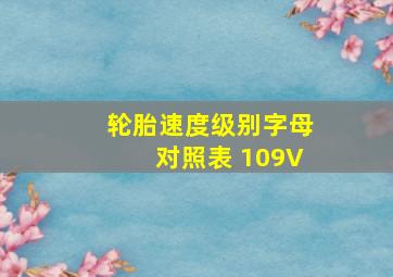 轮胎速度级别字母对照表 109V